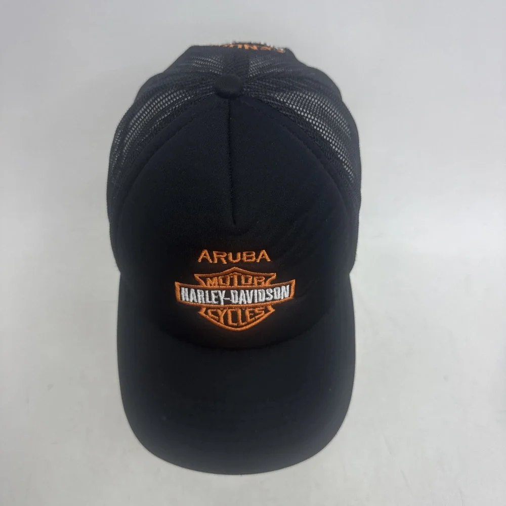 Harley Davidson Aruba black mesh snapback hat rear embroidered patch